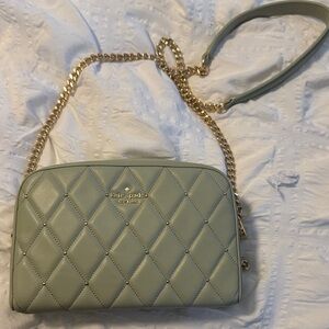 Kate Spade Pistachio Quilted Crossbody Bag with Gold Chain